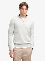 رمادي - كنزة Prep Essential قطنية بنصف سحاب من Superdry - صورة 1 من 2