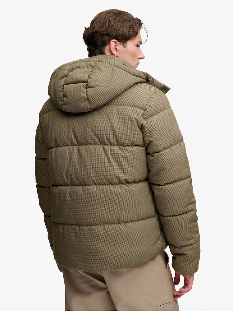 Superdry Brown Premium Hood Check Puffer Jacket - Image 2 of 8