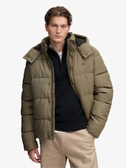 Superdry Brown Premium Hood Check Puffer Jacket - Image 3 of 8
