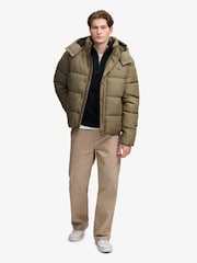 Superdry Brown Premium Hood Check Puffer Jacket - Image 6 of 8