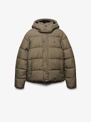 Superdry Brown Premium Hood Check Puffer Jacket - Image 7 of 8