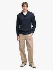 Superdry Blue Preppy Cotton Cable Half Zip Jumper - Image 2 of 8