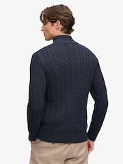 Superdry Blue Preppy Cotton Cable Half Zip Jumper - Image 5 of 8