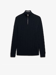 Superdry Blue Preppy Cotton Cable Half Zip Jumper - Image 6 of 8