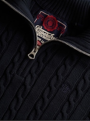 Superdry Blue Preppy Cotton Cable Half Zip Jumper - Image 8 of 8