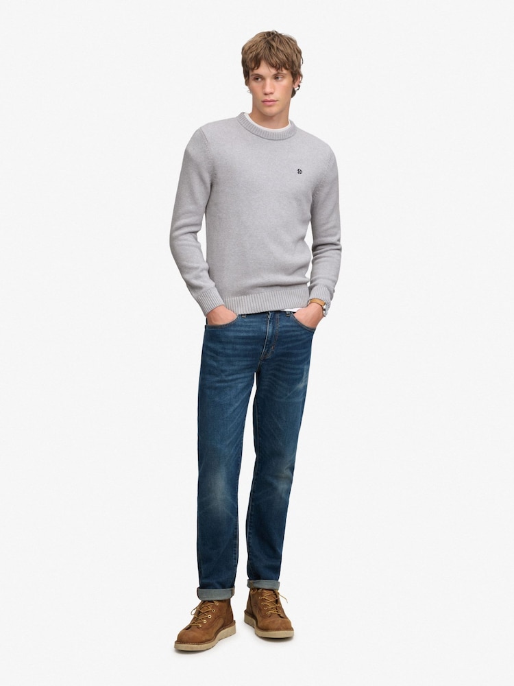 Superdry Grey Cotton Jumper - Image 2 of 7 Superdry Grey Cotton Jumper - Image 2 of 7
