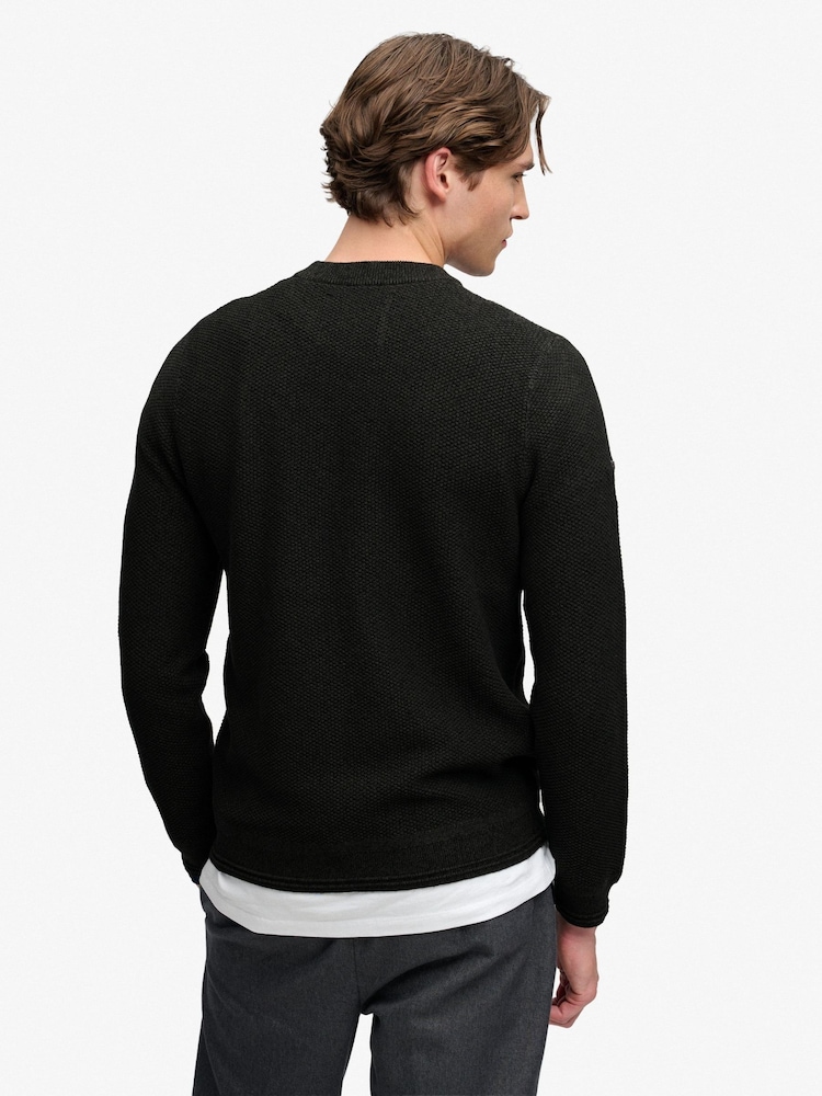 Superdry Black Texture Knit Jumper - Image 2 of 6