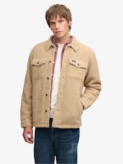 Brun - Superdry Retro Fleece Overshirt - Bilde 1 av 8