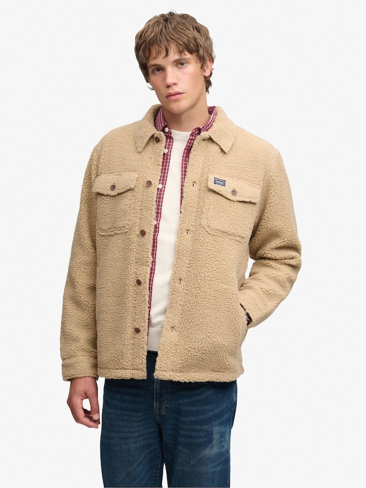 Brun - Superdry Retro Fleece Overshirt - Bilde 1 av 8