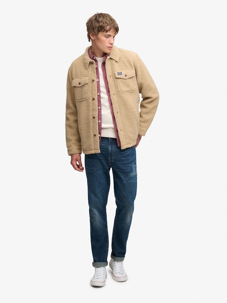 Brun - Superdry Retro Fleece Overshirt - Bilde 2 av 8
