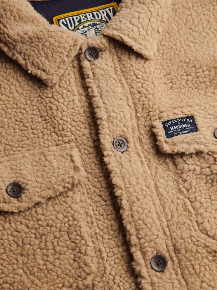 Brun - Superdry Retro Fleece Overshirt - Bilde 8 av 8