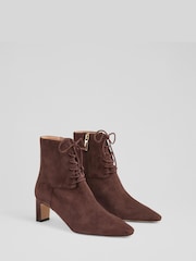 LK Bennett Brown Betty  Brown Leather Lace Up Boots - Image 2 of 4