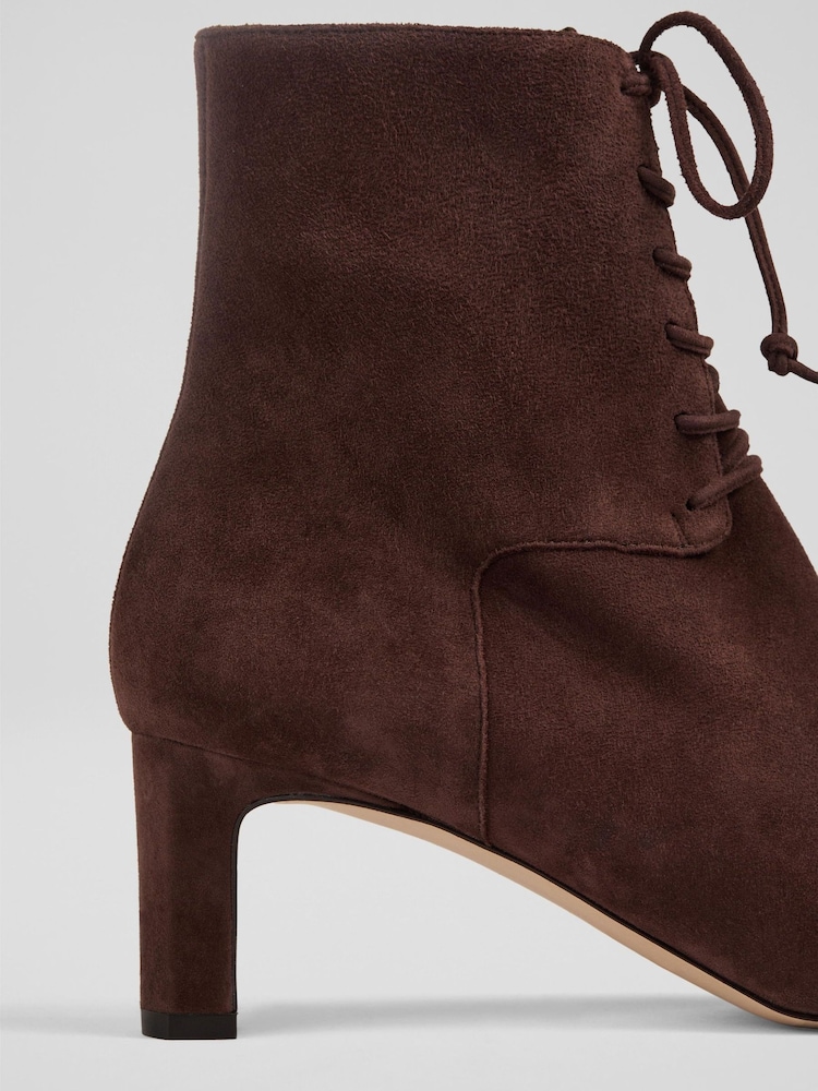 LK Bennett Chocolate Brown Betty Suede Lace Up Boots - Image 4 of 4