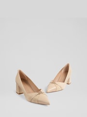 LK Bennett Butter Cream Heather Leather Motif Courts - Image 3 of 4