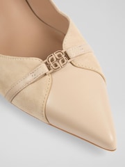 LK Bennett Butter Cream Heather Leather Motif Courts - Image 4 of 4