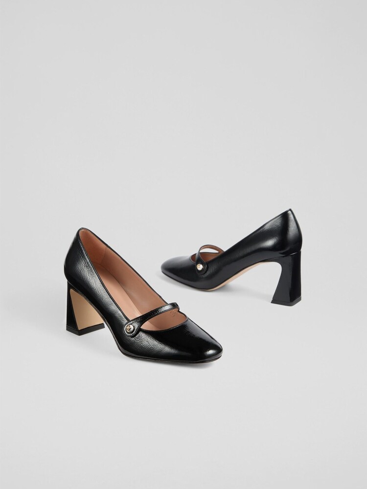 LK Bennett Black Cissy Maryjane Black Patent Court - Image 2 of 4
