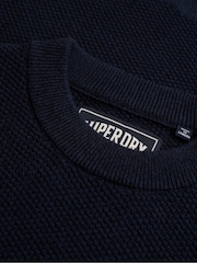 Superdry Blue Texture Knit Jumper - Image 6 of 6