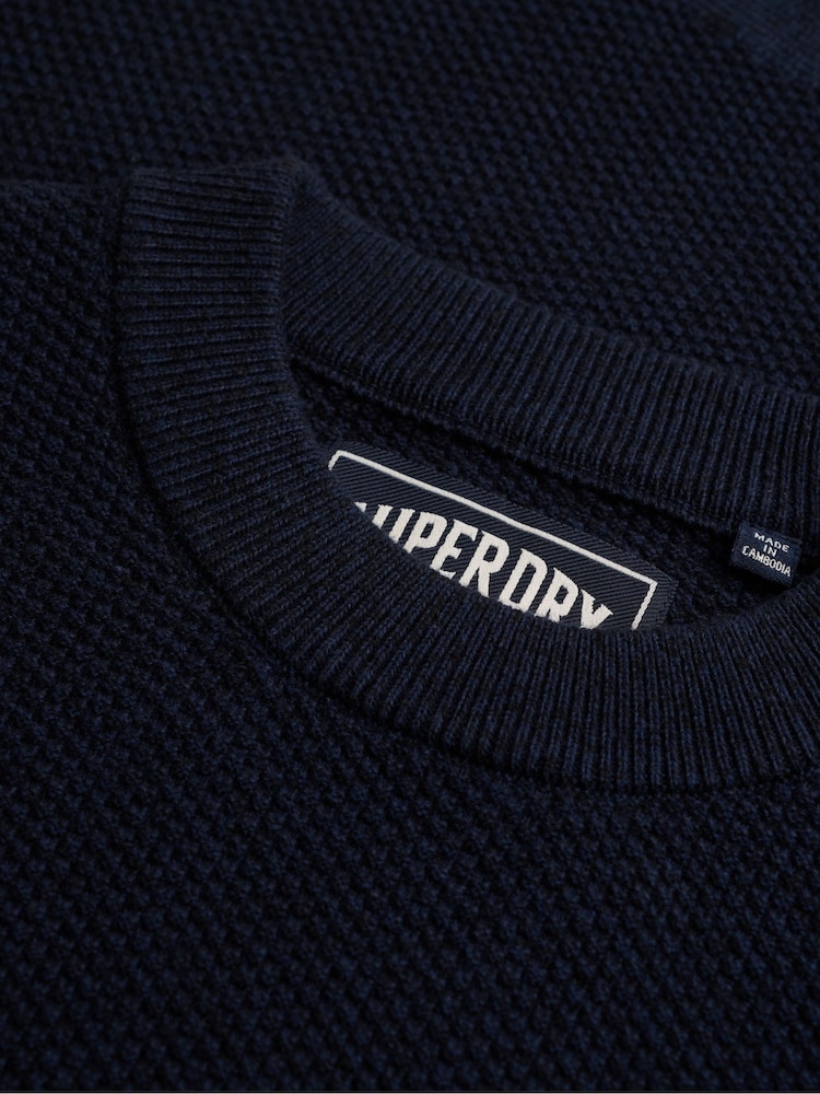 Superdry Blue Texture Knit Jumper - Image 6 of 6