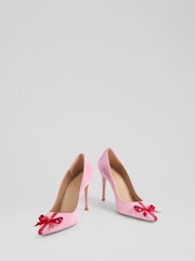 LK Bennett Pink Kittie Bow Detail Suede Courts - Image 3 of 4