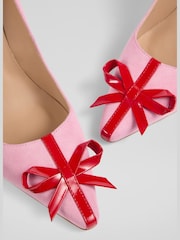 LK Bennett Pink Kittie Bow Detail Suede Courts - Image 4 of 4