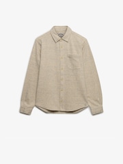 Superdry Cream Twill Tweed Jersey Shirt - Image 1 of 2