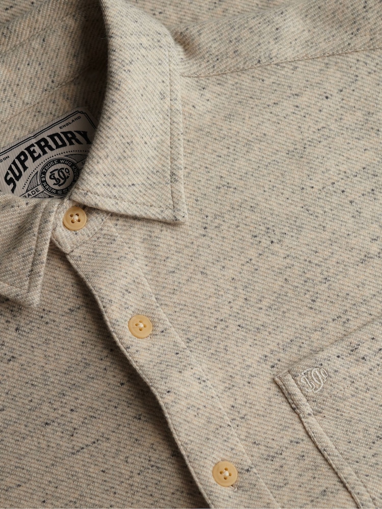 Cream - Superdry Jerseyhemd aus Twill-Tweed - Bild 7 von 7