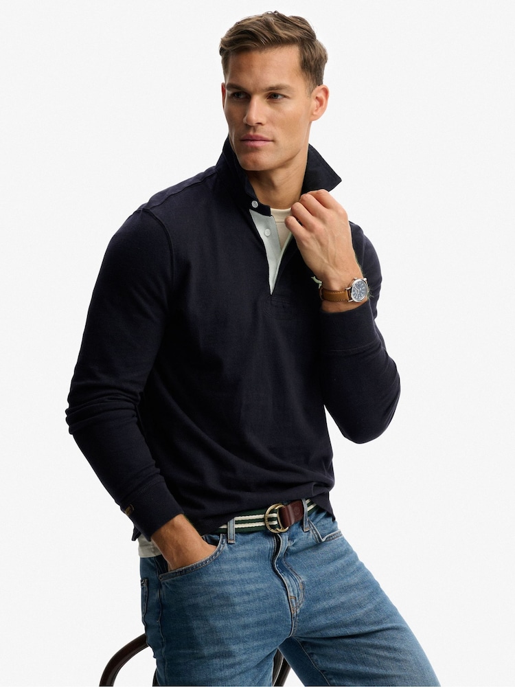 Superdry Blue Vintage Athletic Rugby Shirt - Image 1 of 6