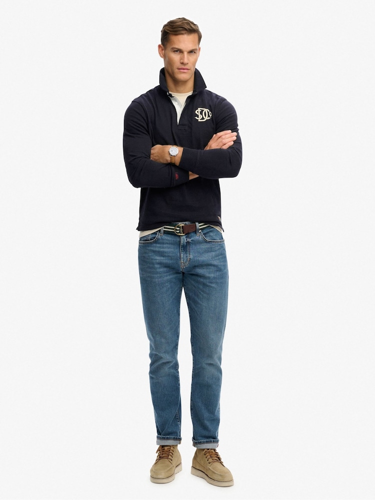 Superdry Blue Vintage Athletic Rugby Shirt - Image 2 of 6