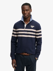 Superdry Blue Vintage Chestband Rugby Shirt - Image 1 of 7