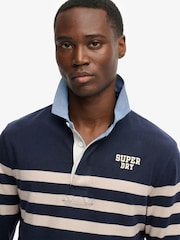 Superdry Blue Vintage Chestband Rugby Shirt - Image 4 of 7