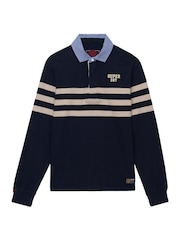 Superdry Blue Vintage Chestband Rugby Shirt - Image 6 of 7
