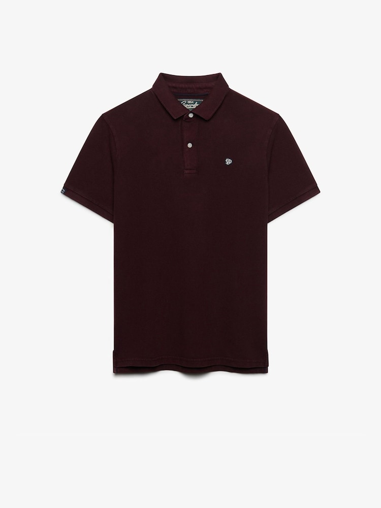 Superdry Dark Maroon Vintage Destroy Polo Shirt - Image 1 of 3 Superdry Dark Maroon Vintage Destroy Polo Shirt - Image 1 of 3