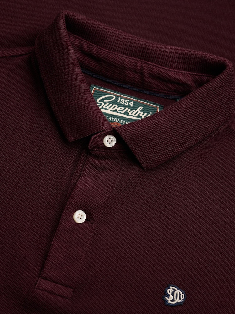 Superdry Dark Maroon Vintage Destroy Polo Shirt - Image 2 of 3 Superdry Dark Maroon Vintage Destroy Polo Shirt - Image 2 of 3