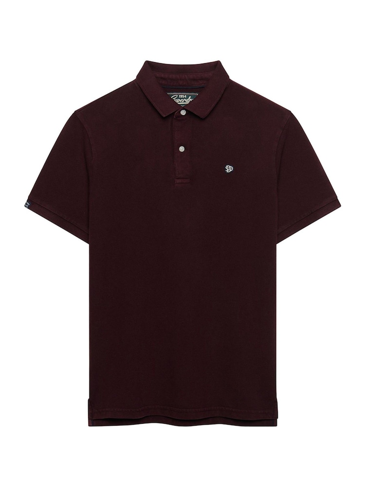 Superdry Dark Maroon Vintage Destroy Polo Shirt - Image 3 of 3 Superdry Dark Maroon Vintage Destroy Polo Shirt - Image 3 of 3