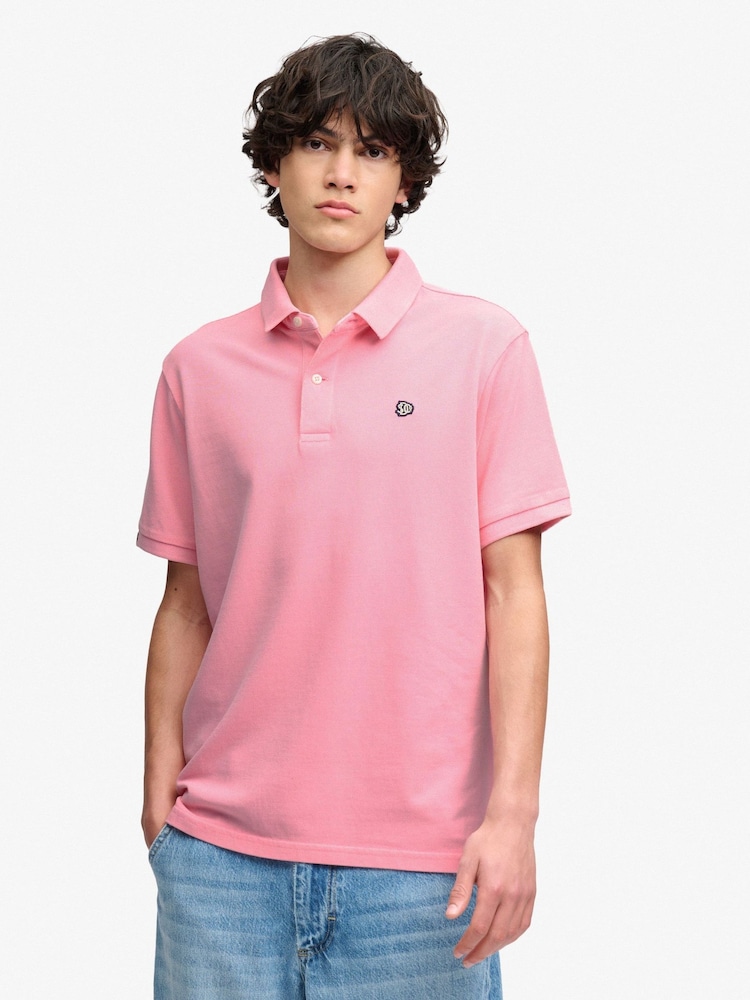 Superdry Light Pink Vintage Destroy Polo Shirt - Image 1 of 7 Superdry Light Pink Vintage Destroy Polo Shirt - Image 1 of 7