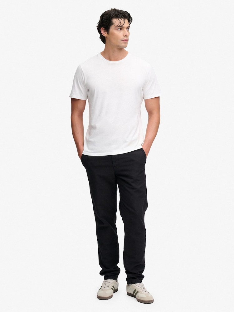 Superdry Charcoal Black Tapered Washed Chinos - Image 1 of 6 Superdry Charcoal Black Tapered Washed Chinos - Image 1 of 6