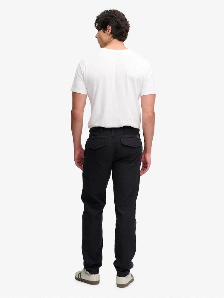 Superdry Charcoal Black Tapered Washed Chinos - Image 2 of 6 Superdry Charcoal Black Tapered Washed Chinos - Image 2 of 6