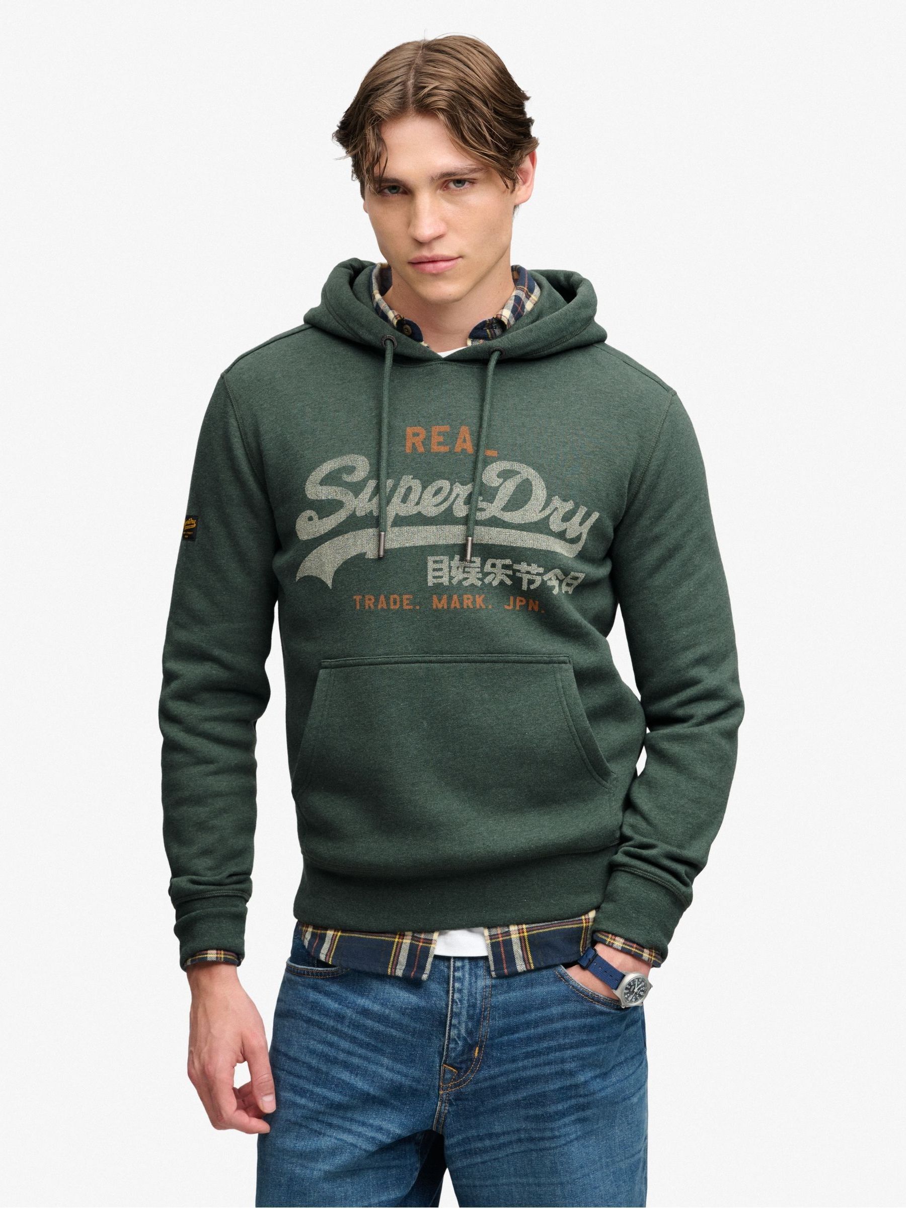 Superdry Vintage Logo Heritage Relaxed Hoodie, Dark Green, Size 2Xl, Men - Image 4