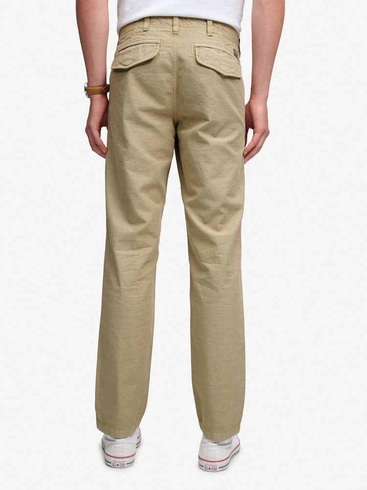 Superdry Cream Tapered Washed Chinos - Image 2 of 6 Superdry Cream Tapered Washed Chinos - Image 2 of 6