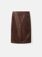 Mango Brown Leather Midi Skirt - Image 5 of 6
