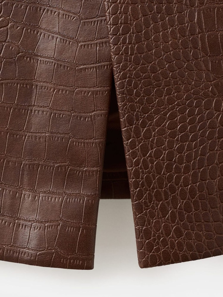 Mango Brown Leather Midi Skirt - Image 6 of 6