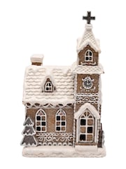 Widdop White Light Up Christmas Gingerbread Church - Image 1 of 3