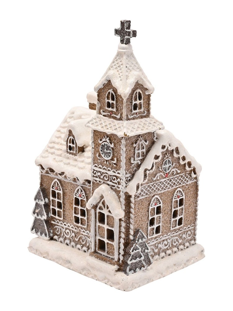 Widdop White Light Up Christmas Gingerbread Church - Image 2 of 3