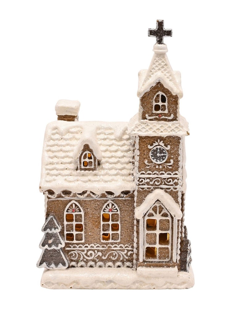 Widdop White Light Up Christmas Gingerbread Church - Image 3 of 3