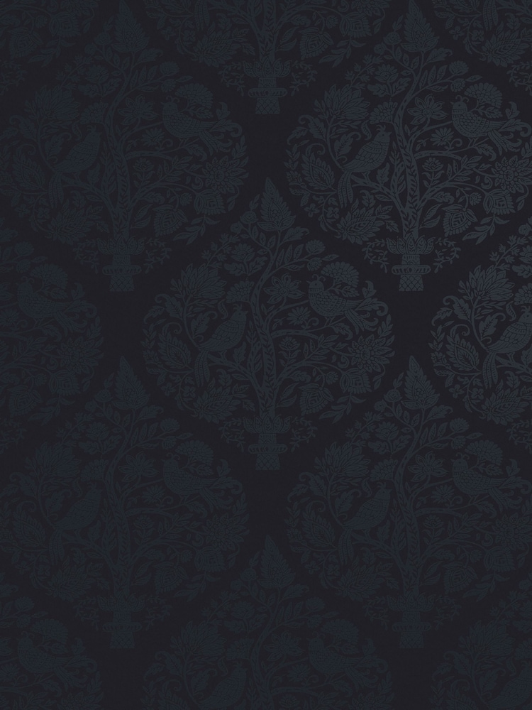 Graham & Brown Navy Woodland Fable Damask 10M Wallpaper - Image 2 of 3
