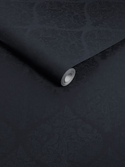 Graham & Brown Navy Woodland Fable Damask 10M Wallpaper - Image 3 of 3