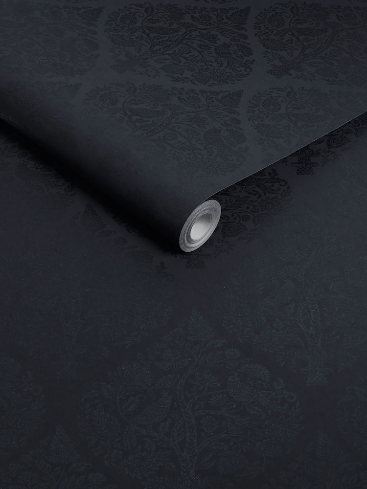 Graham & Brown Navy Woodland Fable Damask 10M Wallpaper - Image 3 of 3 Graham & Brown Navy Woodland Fable Damask 10M Wallpaper - Image 3 of 3