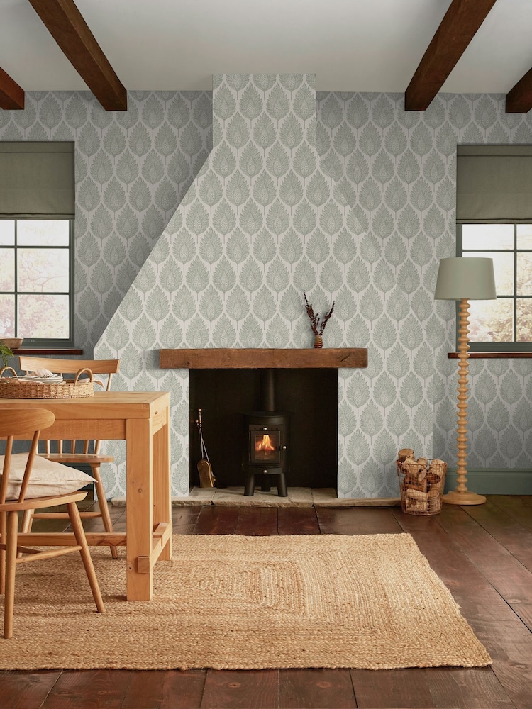 Graham & Brown Cream Flame Leaf 10M Wallpaper - Image 1 of 3