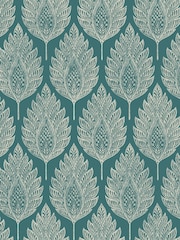 Graham & Brown Teal Flame Leaf 10M Wallpaper - Image 2 of 3