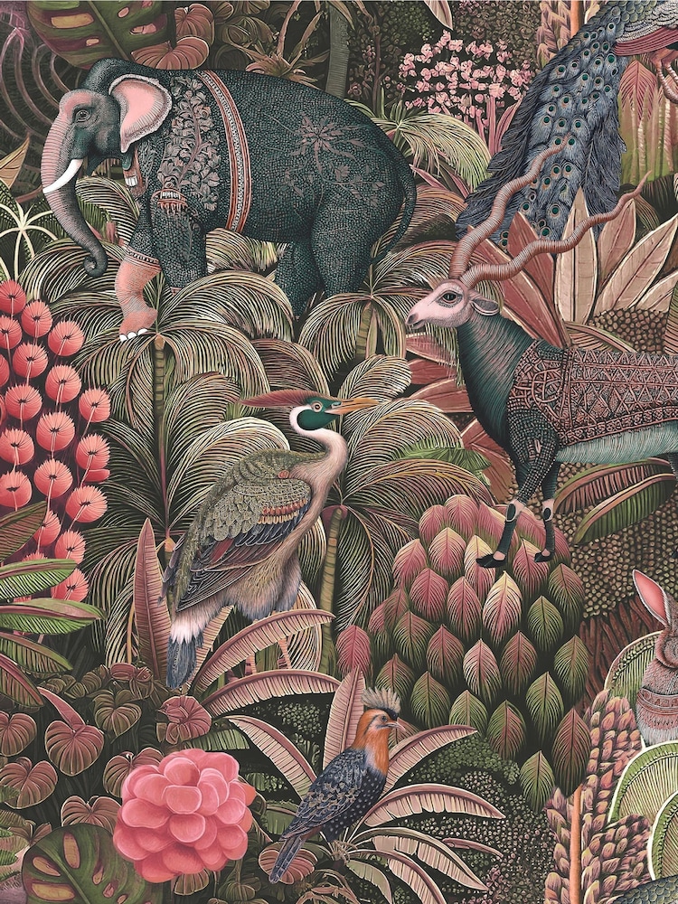 Graham & Brown Damson Jungle Jamboree 10M Wallpaper - Image 2 of 3